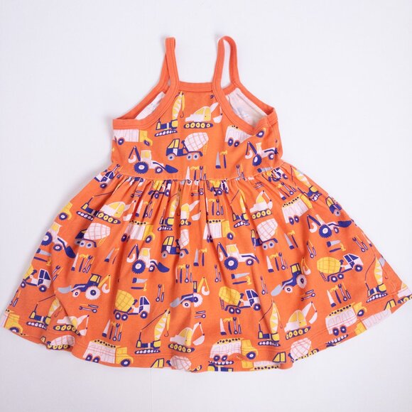 Piccolina Construction Truck Print Sleeveless Summer Tank Dress Orange Girls 2T - Picture 4 of 8